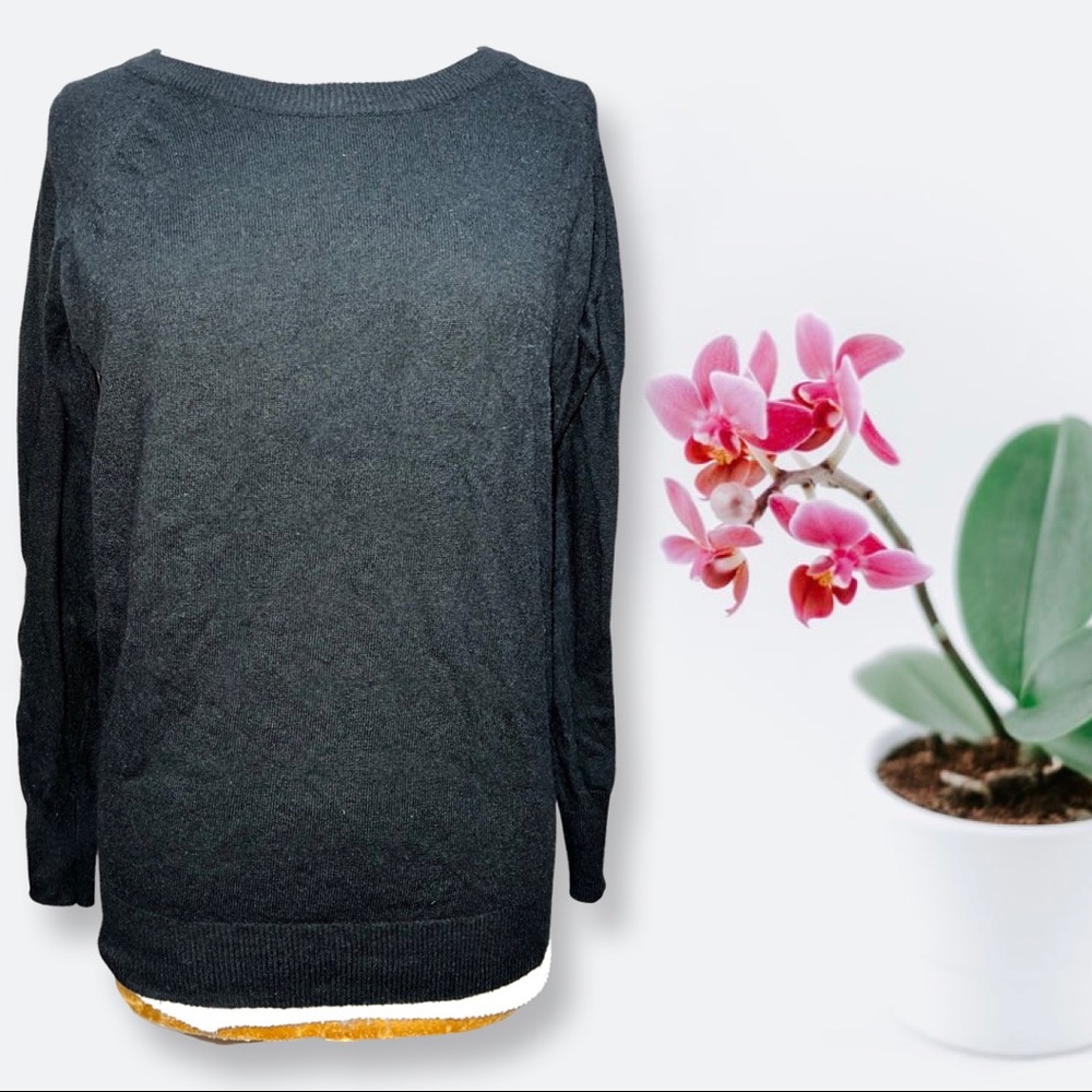 xXI black long sleeve casual trendy sweater top blouse large